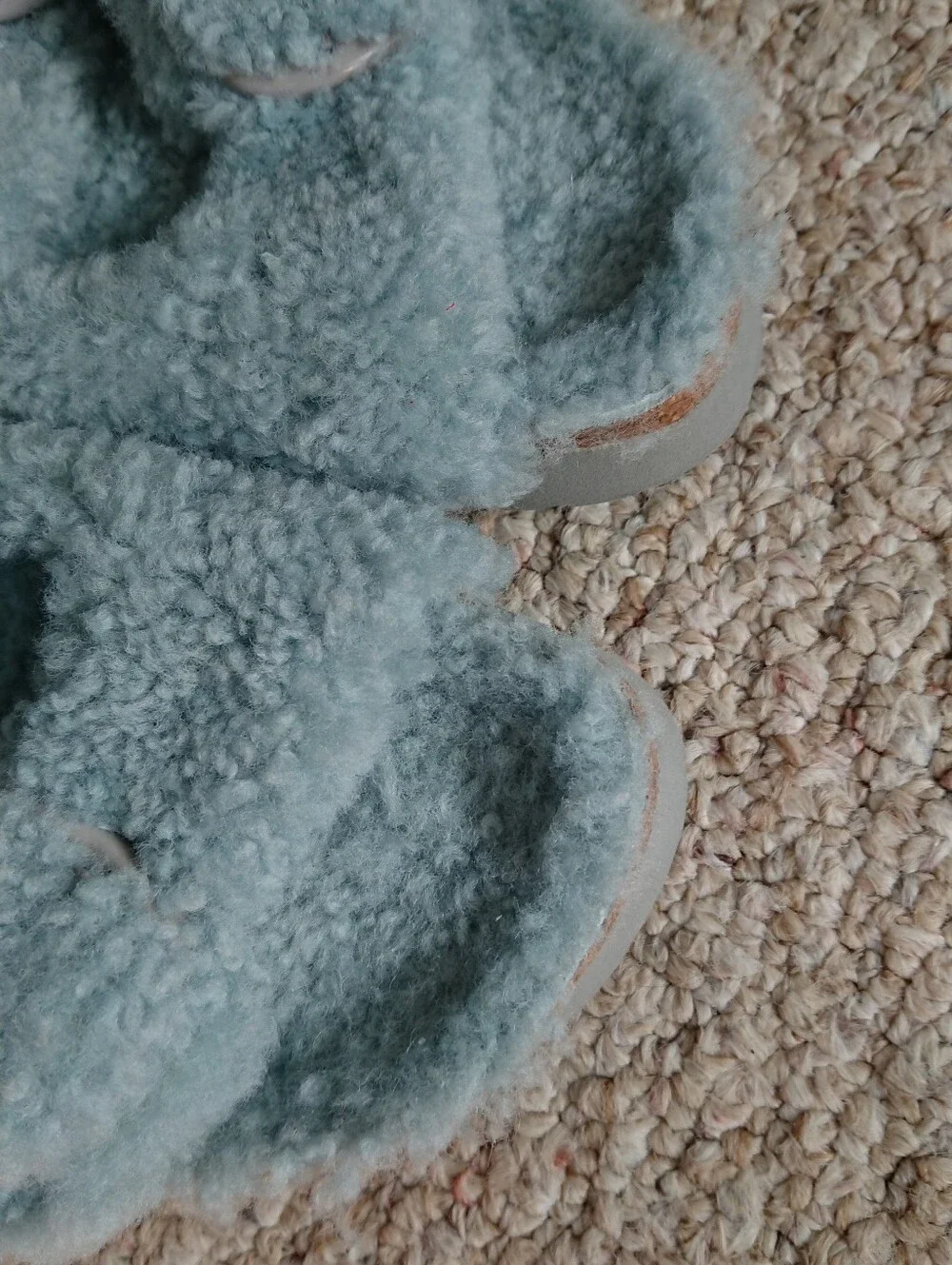 Birkenstock Papillio Buckle Shearling Platform Teddy Aqua blue Slide sz 8.5/250
